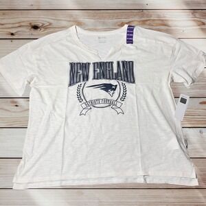 NWT New England Patriot Top Womens XXL Cream NFL Team Apparel Short‎ Sleeve